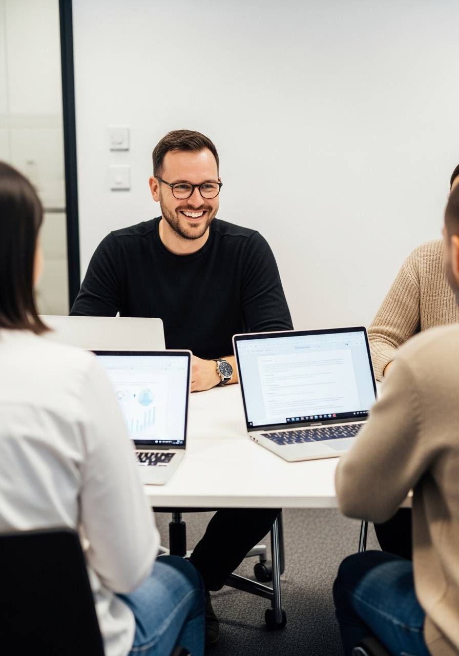 Technology team in a collaborative meeting