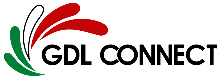 5 splash with green white and red color, below the letters GDL Connect, An extension of your team and culture